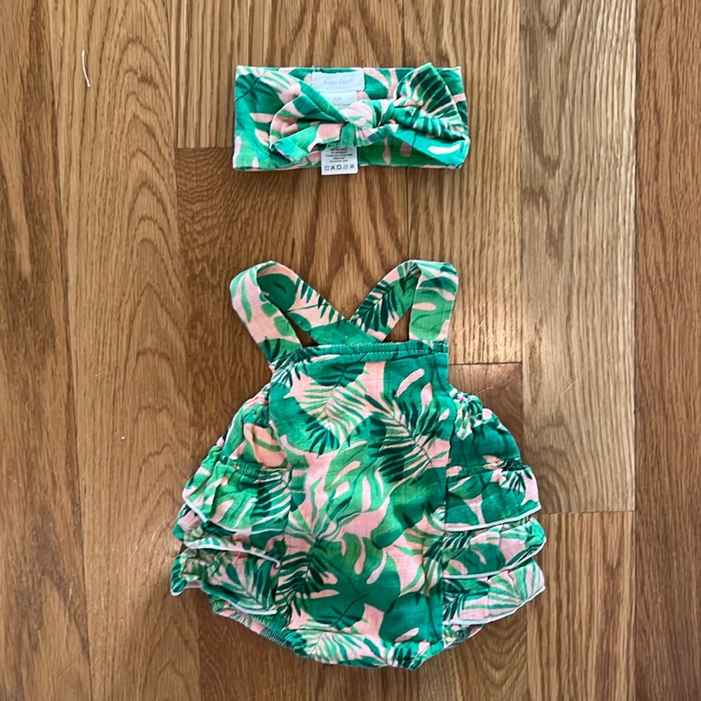 Angel Dear Floral Sunsuit Romper with Bow
